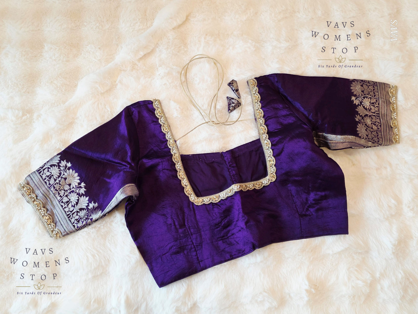 Purple Shade Pure Raw Mango Silk Stitched Blouse