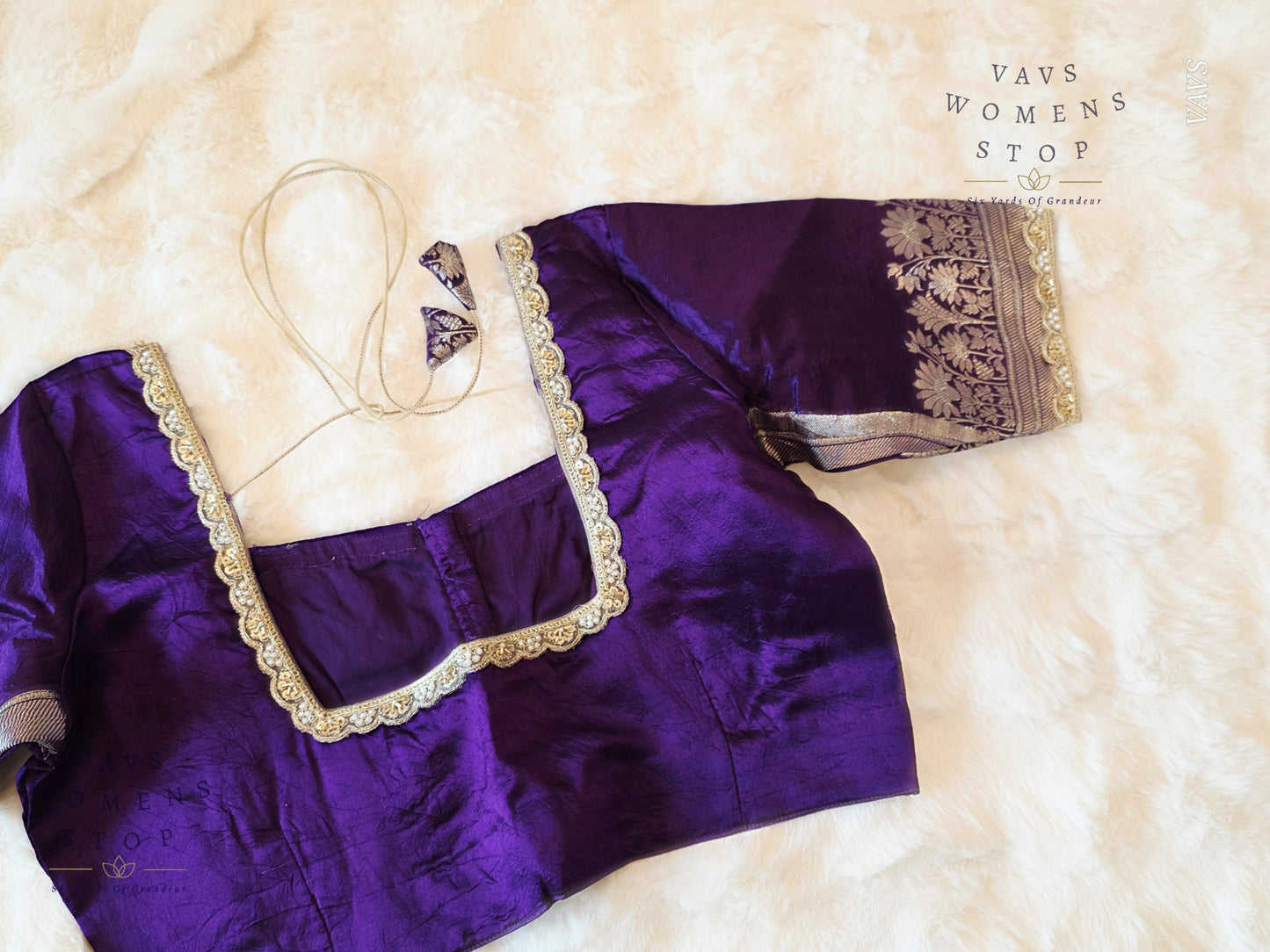 Purple Shade Pure Raw Mango Silk Stitched Blouse