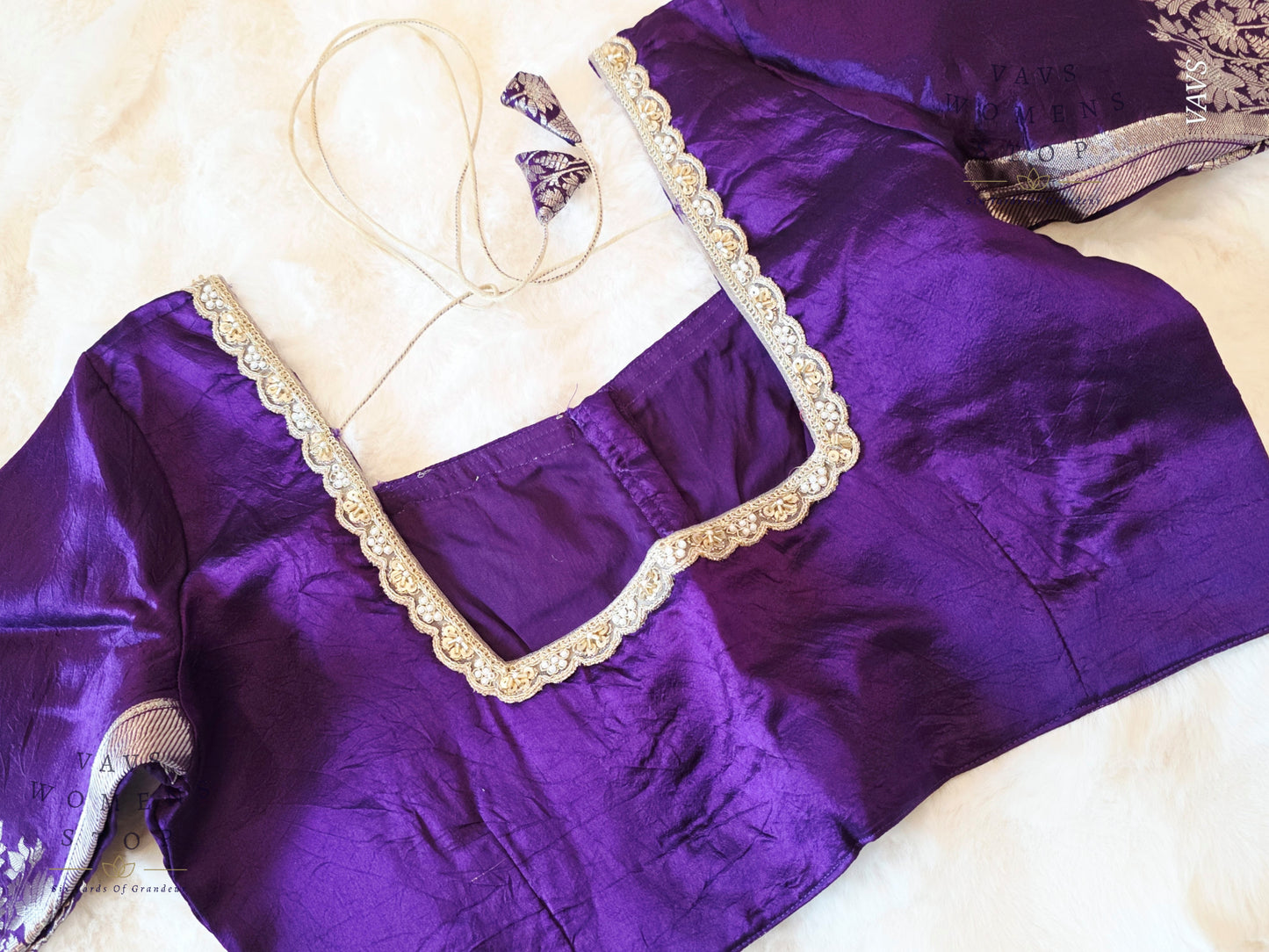 Purple Shade Pure Raw Mango Silk Stitched Blouse