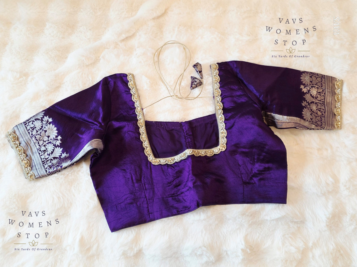 Purple Shade Pure Raw Mango Silk Stitched Blouse
