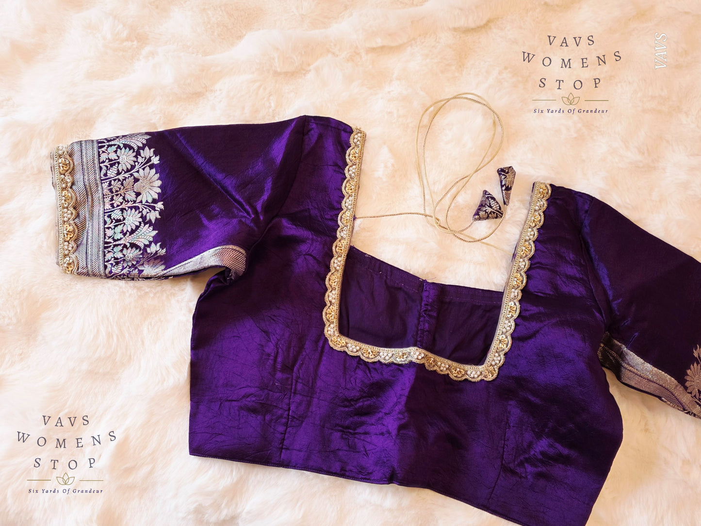 Purple Shade Pure Raw Mango Silk Stitched Blouse