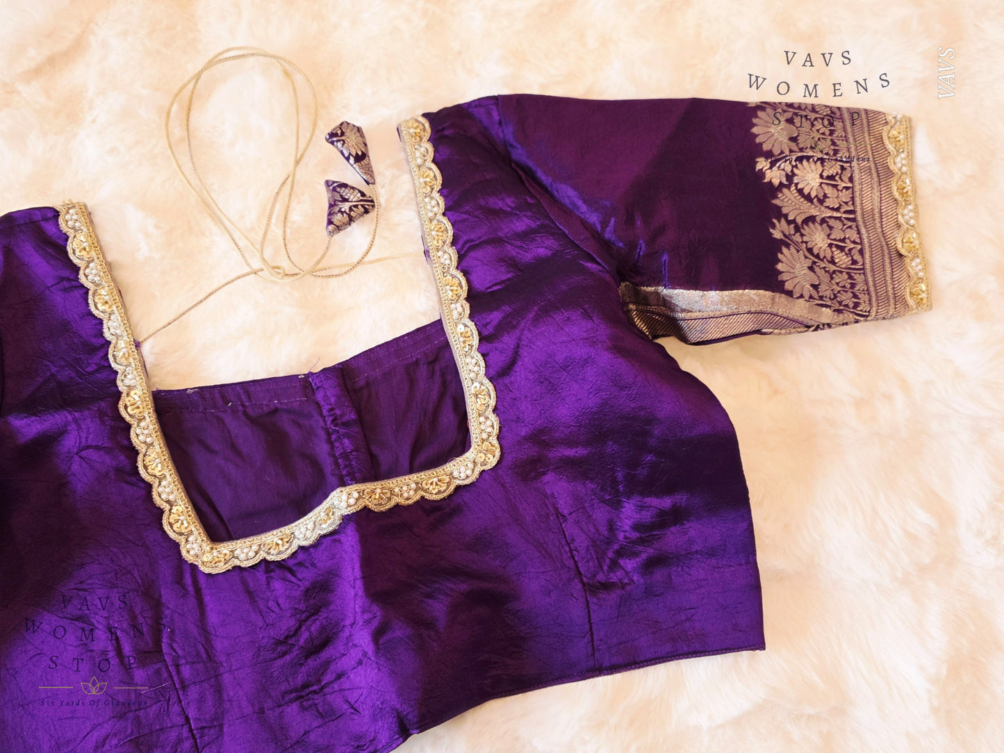 Purple Shade Pure Raw Mango Silk Stitched Blouse