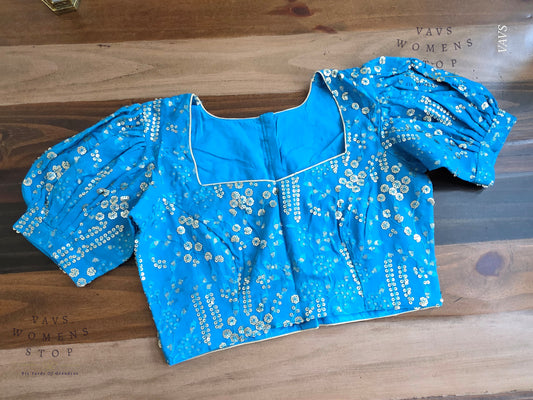 Copper Sulphate Blue Georgette Party Wear Blouse
