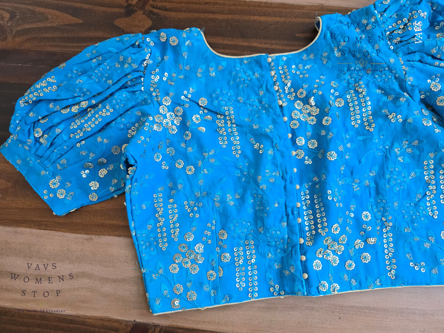 Copper Sulphate Blue Georgette Party Wear Blouse