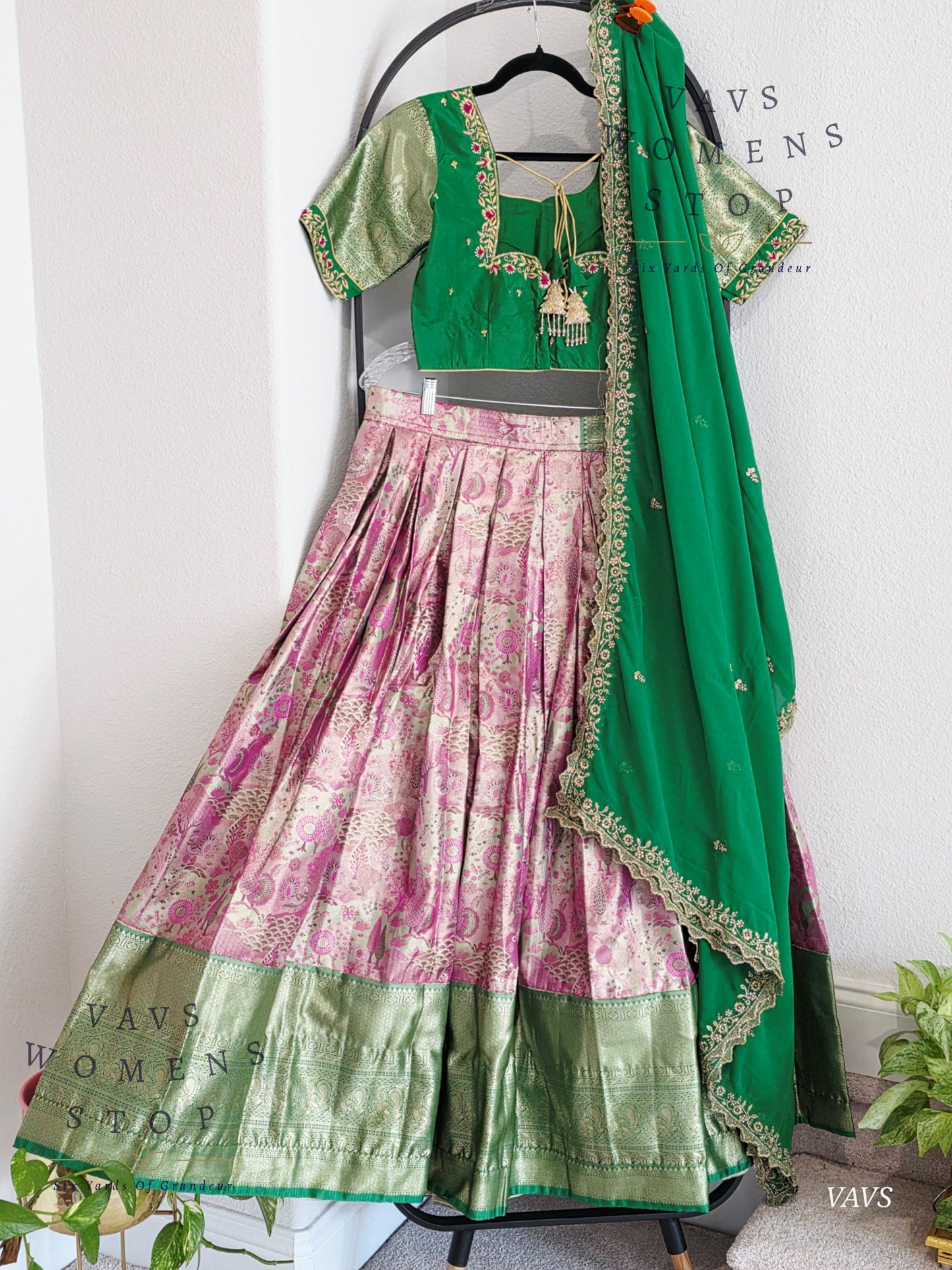 Semi Kanchi Half Saree Set – South Indian Bridal & Festive Wear | Women’s Lehenga