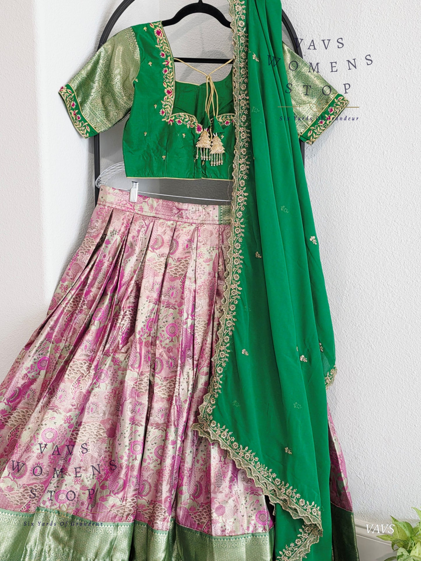 Semi Kanchi Half Saree Set – South Indian Bridal & Festive Wear | Women’s Lehenga
