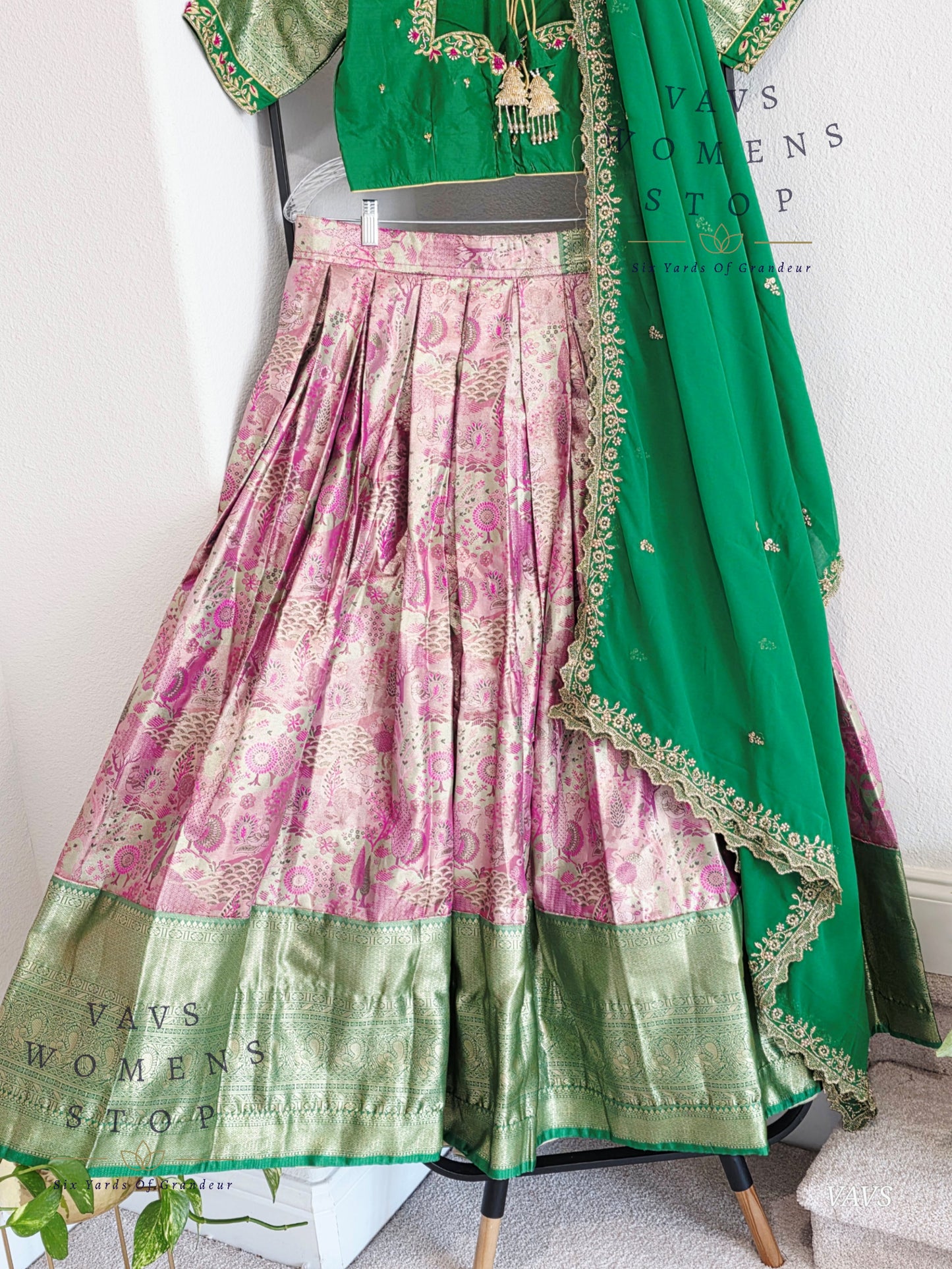 Semi Kanchi Half Saree Set – South Indian Bridal & Festive Wear | Women’s Lehenga