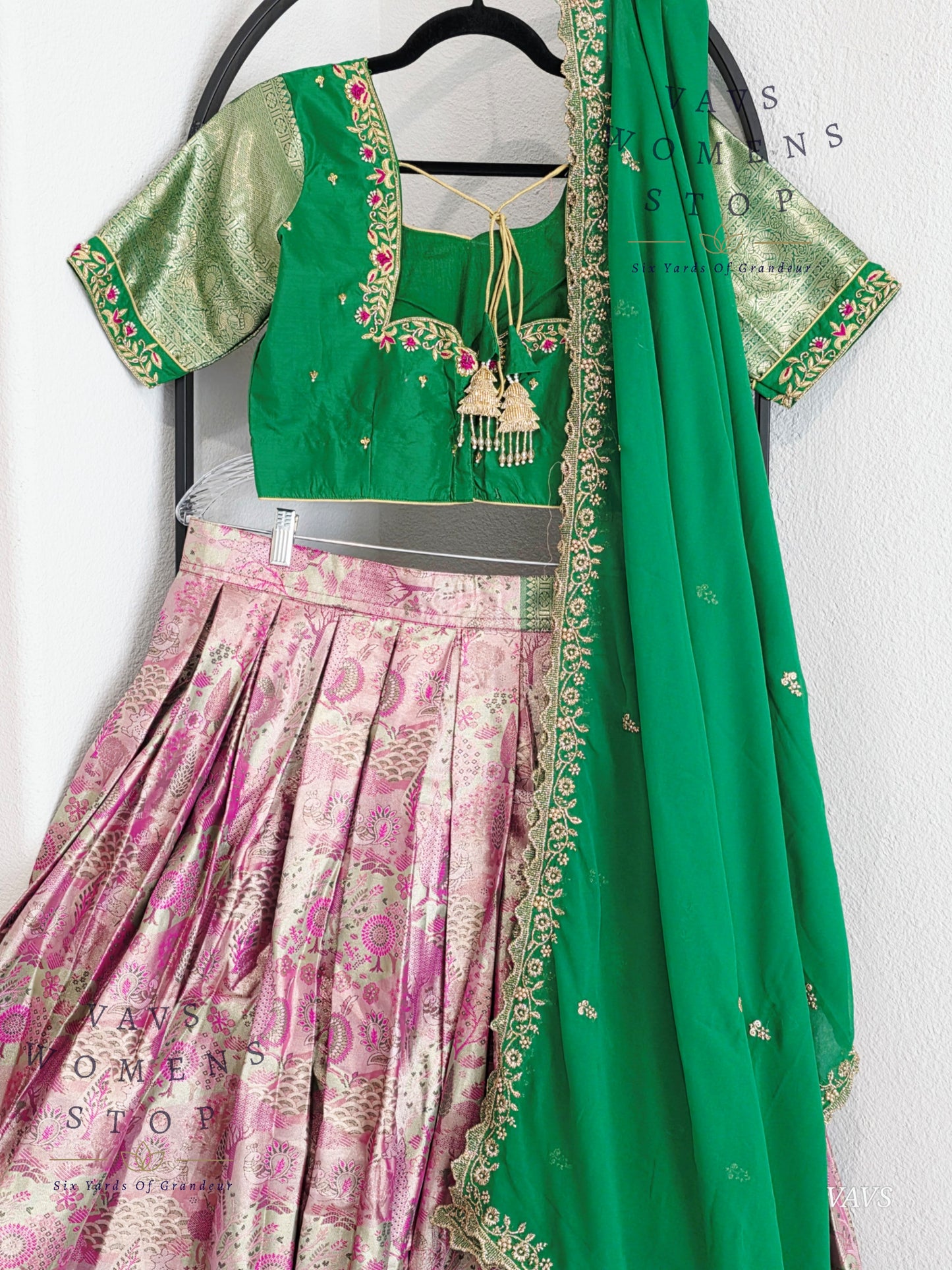 Semi Kanchi Half Saree Set – South Indian Bridal & Festive Wear | Women’s Lehenga