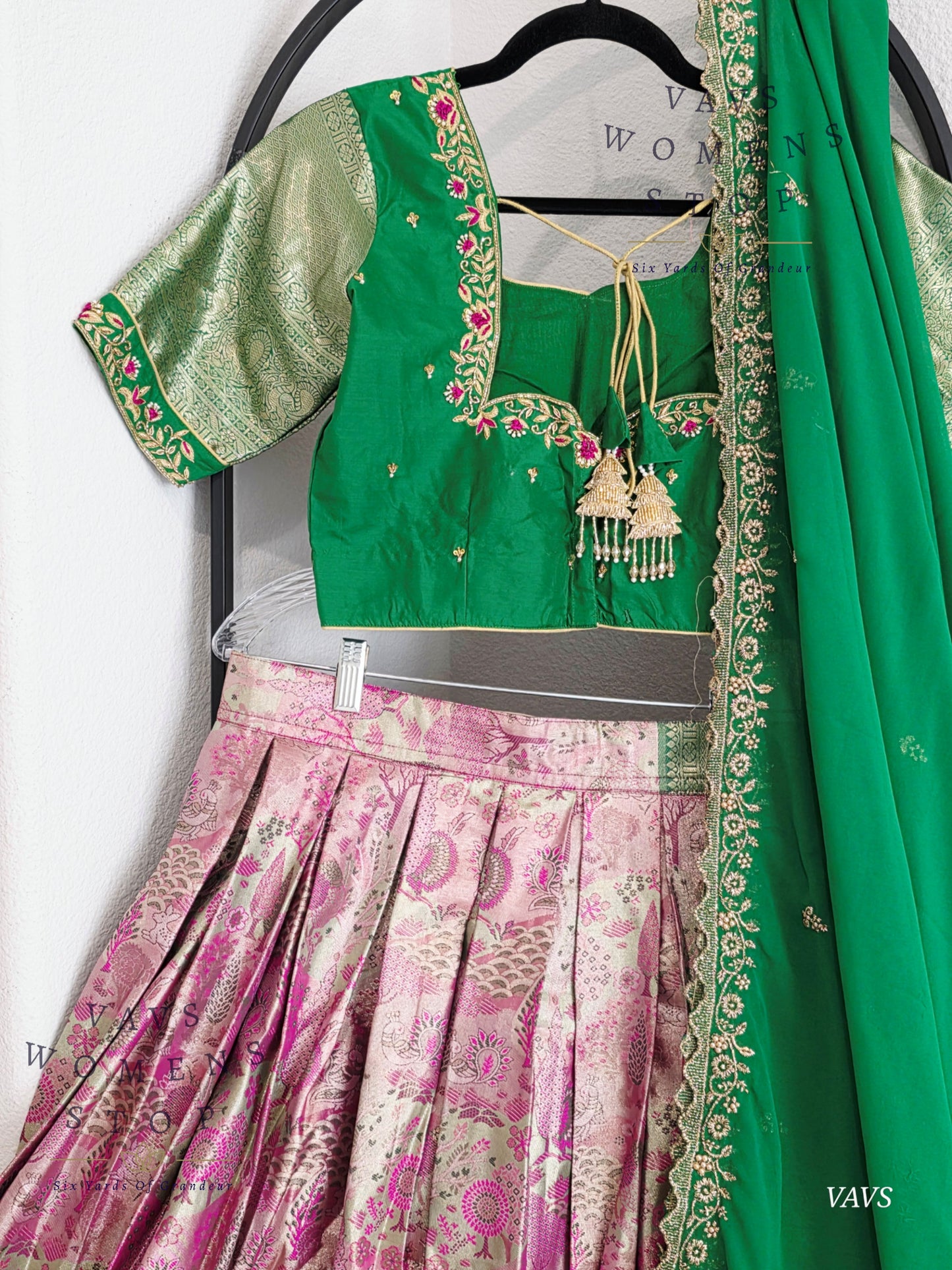 Semi Kanchi Half Saree Set – South Indian Bridal & Festive Wear | Women’s Lehenga