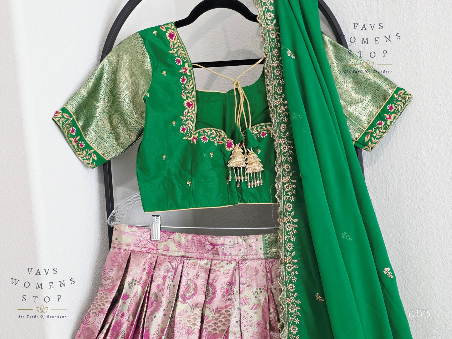 Semi Kanchi Half Saree Set – South Indian Bridal & Festive Wear | Women’s Lehenga