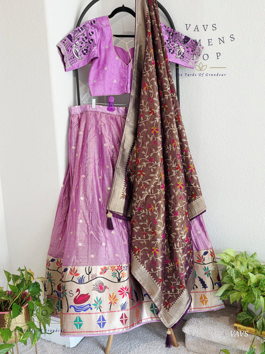 Kota Tissue Paithani Lehenga Set with Munga Benarasi Dupatta | Can-Can Lined