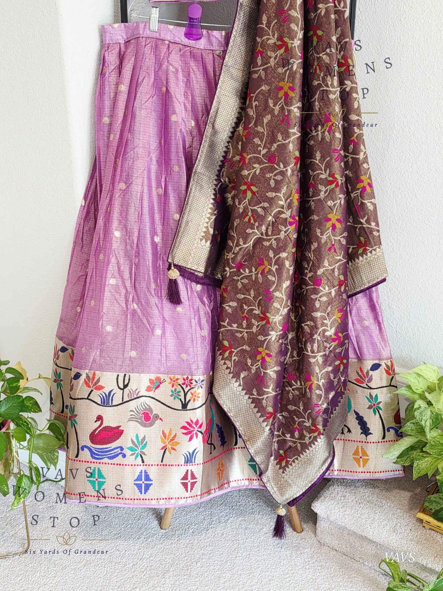 Kota Tissue Paithani Lehenga Set with Munga Benarasi Dupatta | Can-Can Lined
