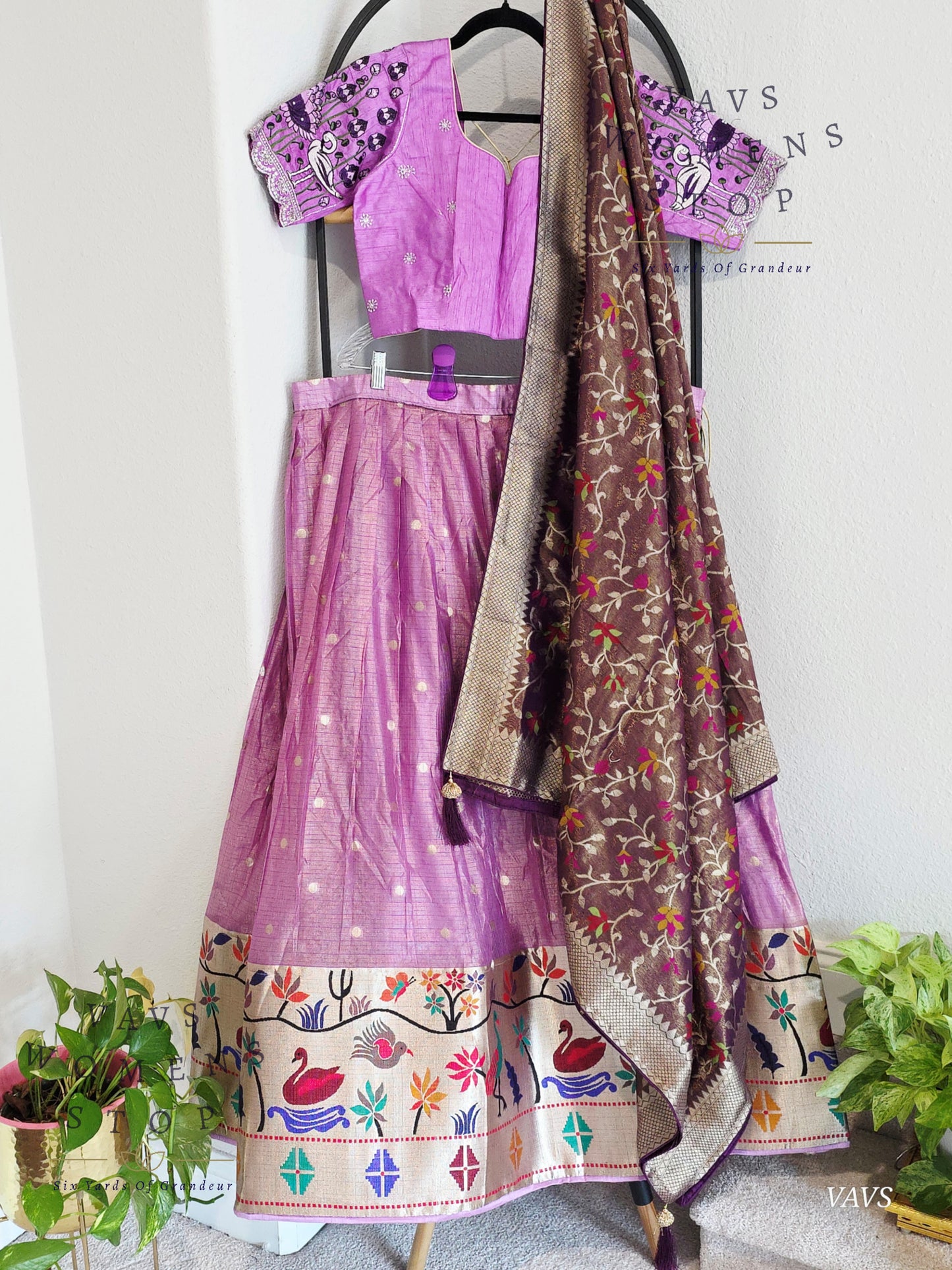Kota Tissue Paithani Lehenga Set with Munga Benarasi Dupatta | Can-Can Lined