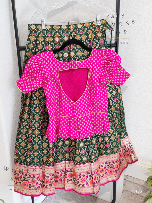 Satin Benarasi Lehenga/Langa Blouse
