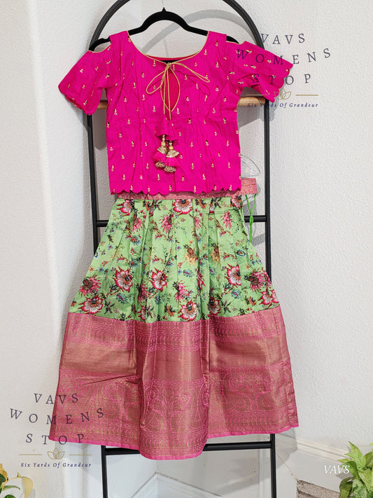 Benarasi Kalamkari Prints Silk Lehenga Blouse