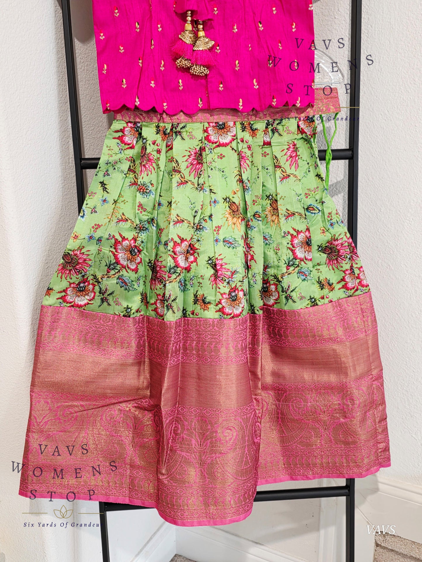 Benarasi Kalamkari Prints Silk Lehenga Blouse