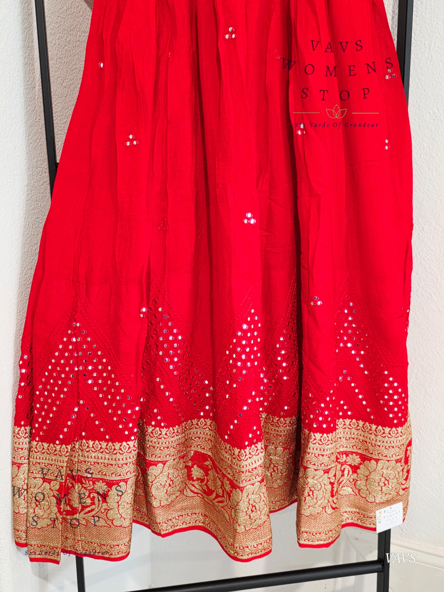 Foil Mirror Georgette Lehenga Kalamkari Croptop Blouse