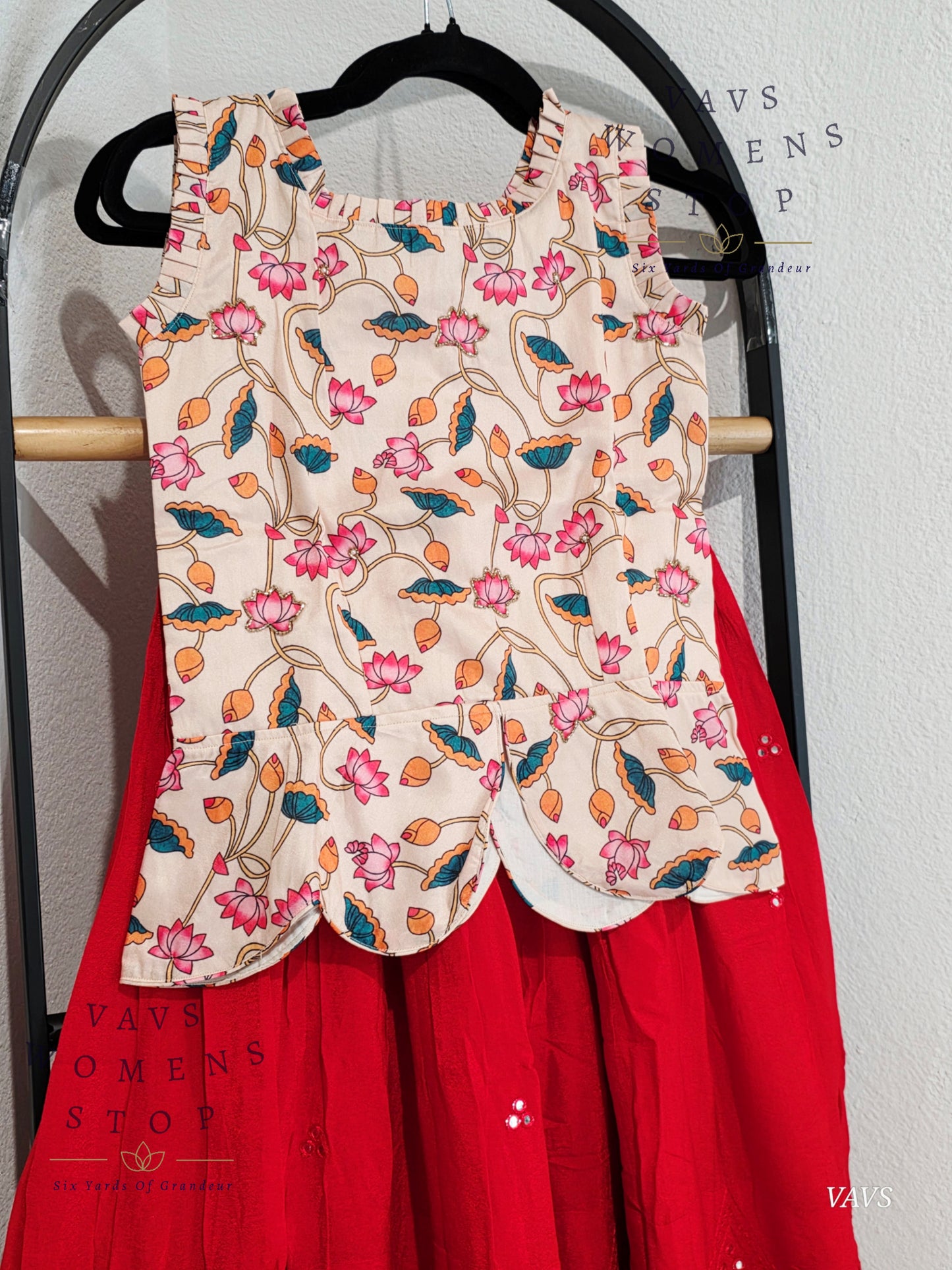 Foil Mirror Georgette Lehenga Kalamkari Croptop Blouse