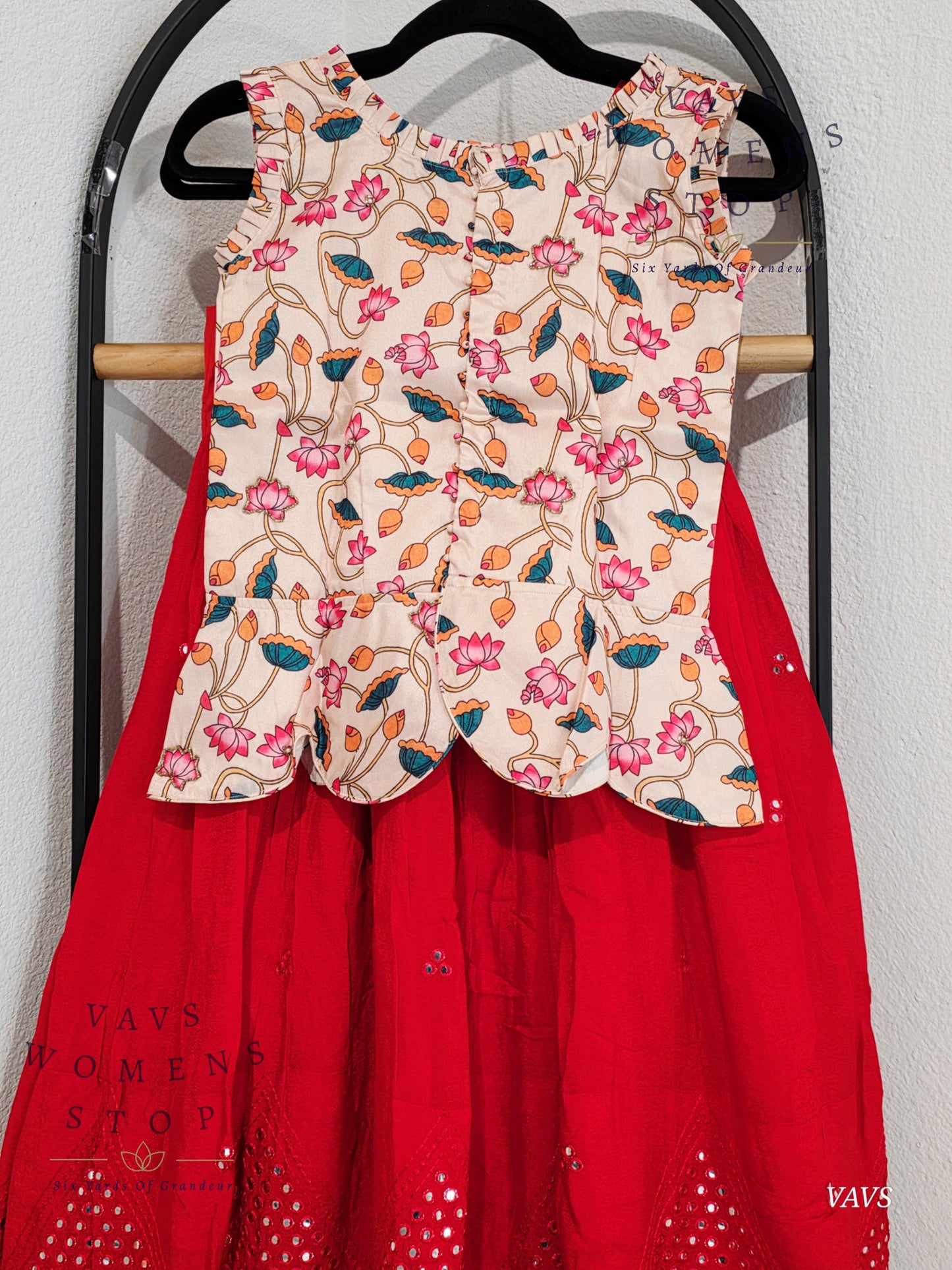 Foil Mirror Georgette Lehenga Kalamkari Croptop Blouse