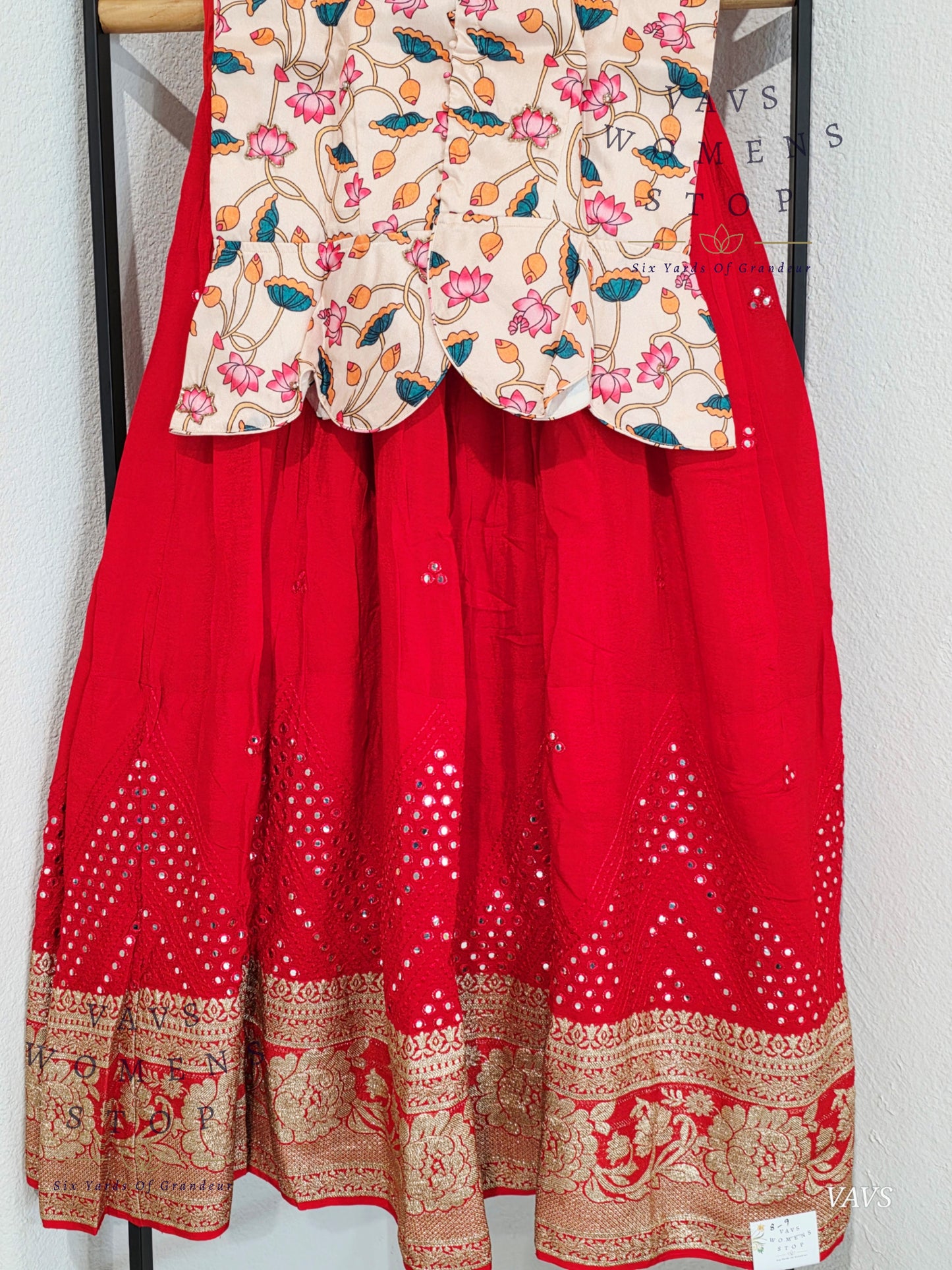 Foil Mirror Georgette Lehenga Kalamkari Croptop Blouse