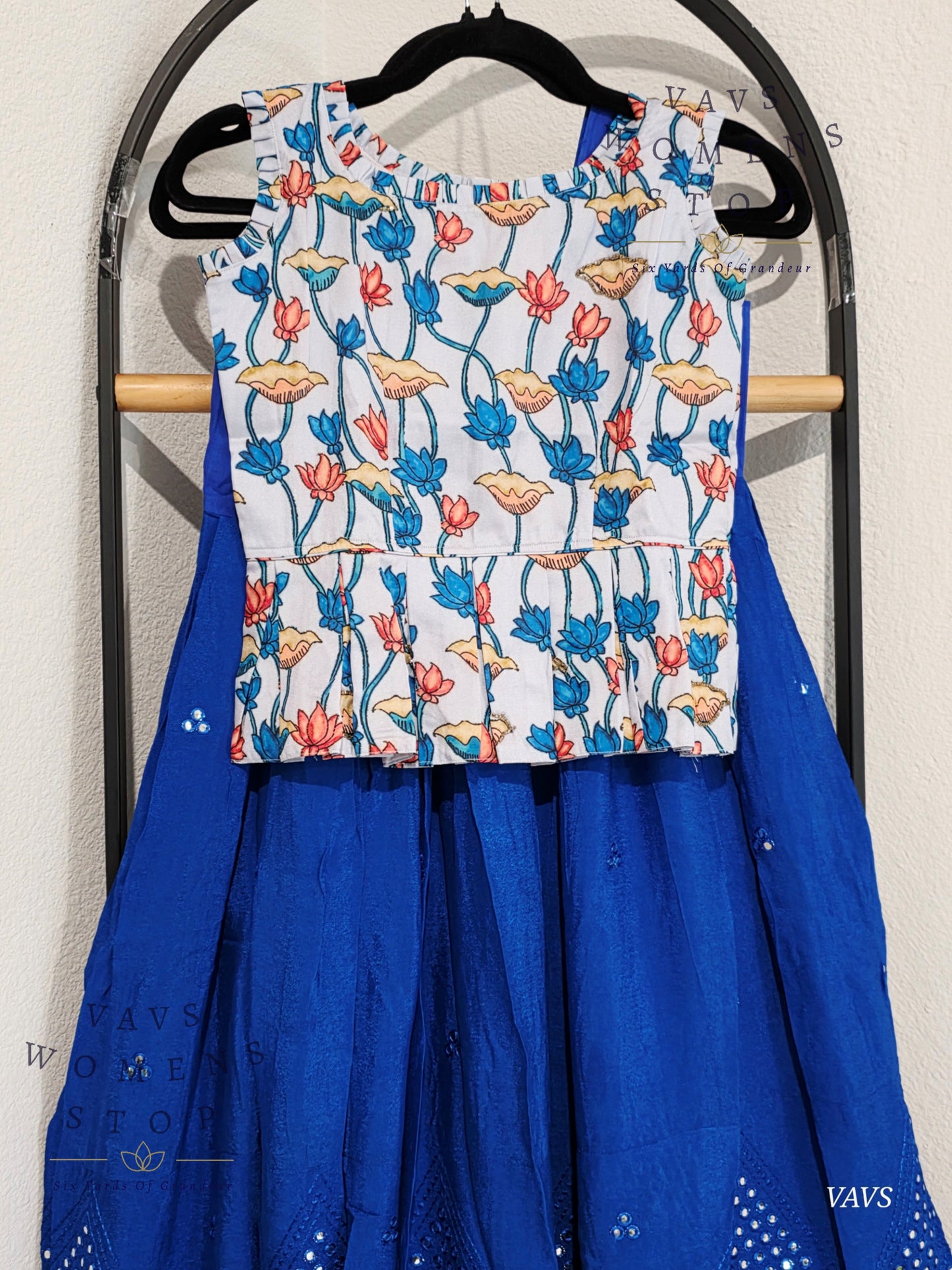 Foil Mirror Georgette Lehenga Kalamkari Croptop Blouse