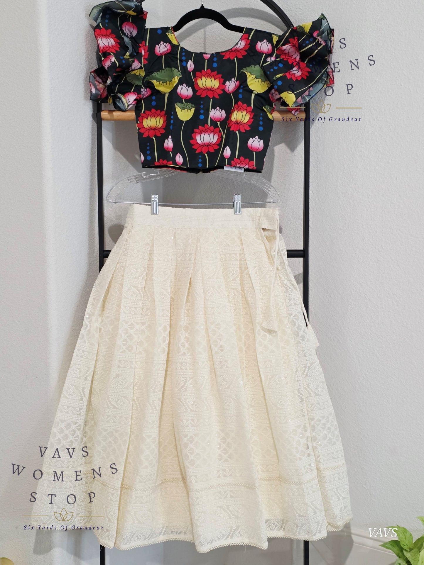 Chikankari Lehenga Kalamkari Blouse