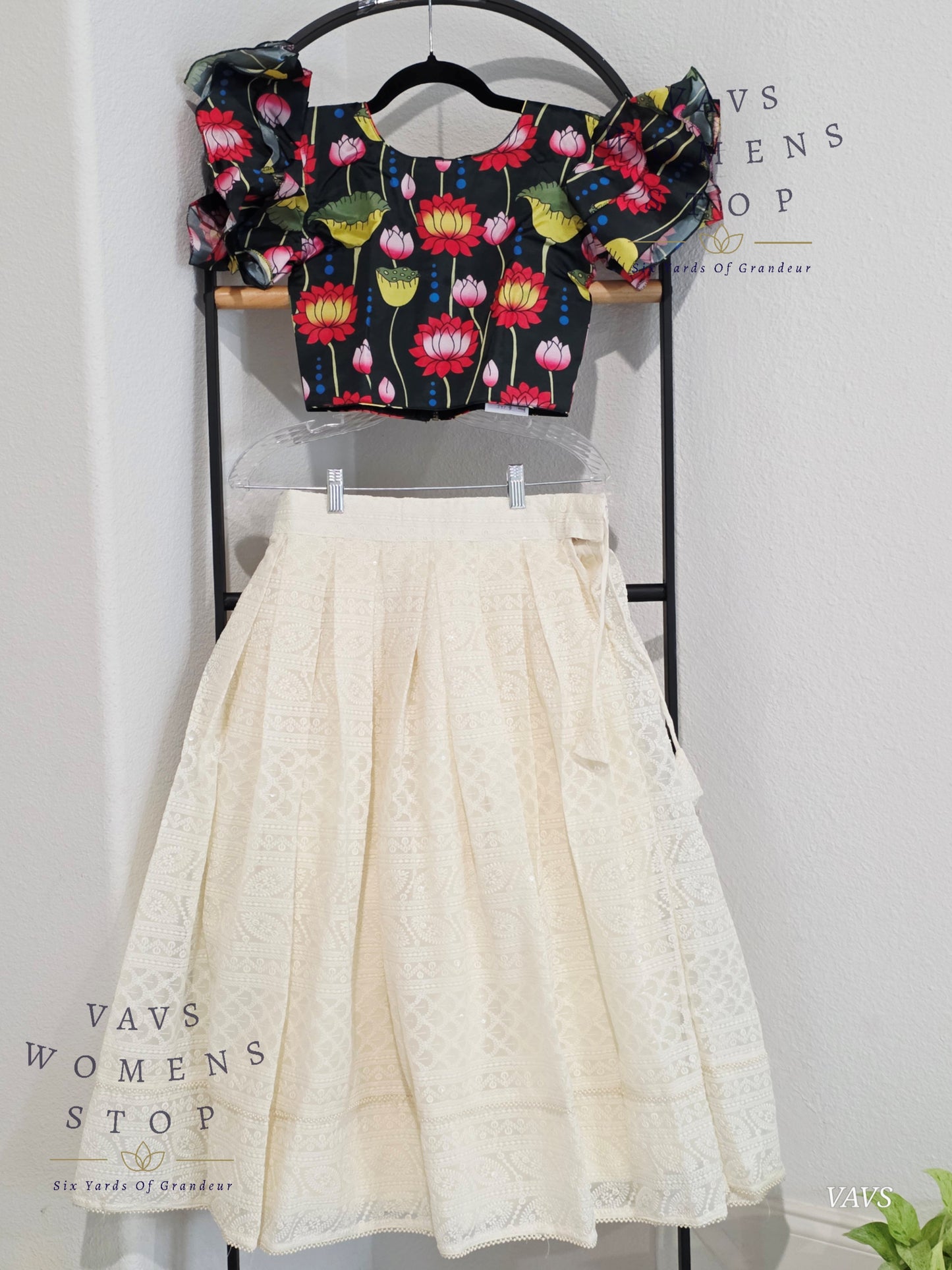 Chikankari Lehenga Kalamkari Blouse
