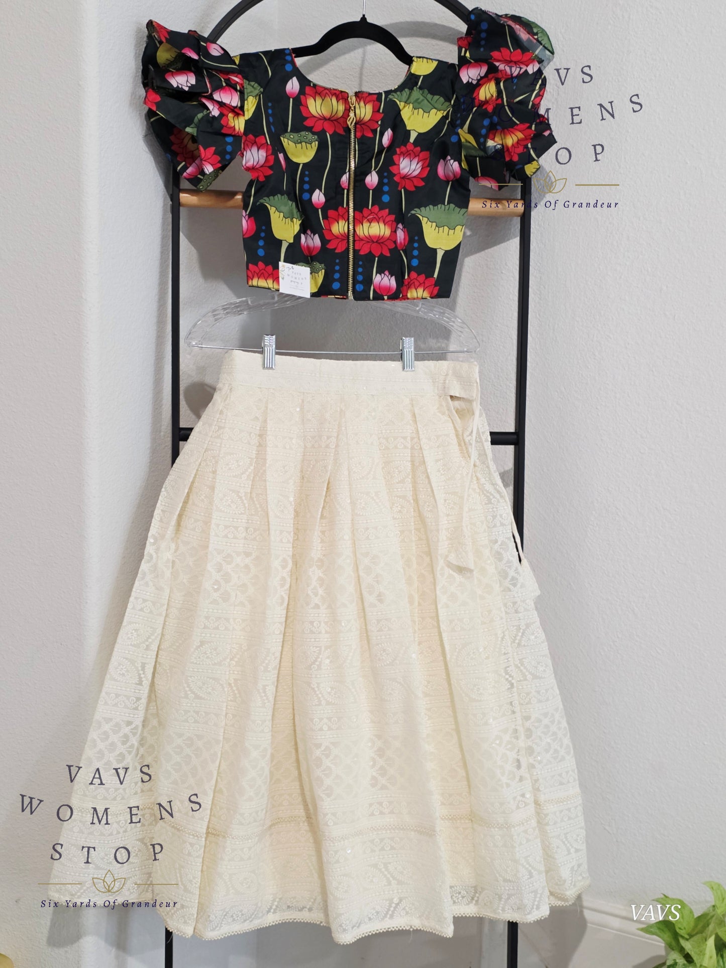 Chikankari Lehenga Kalamkari Blouse