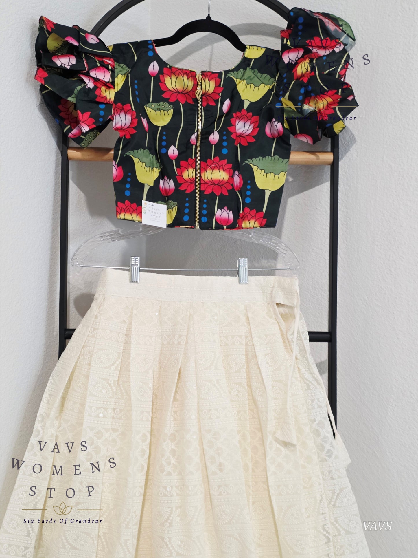 Chikankari Lehenga Kalamkari Blouse