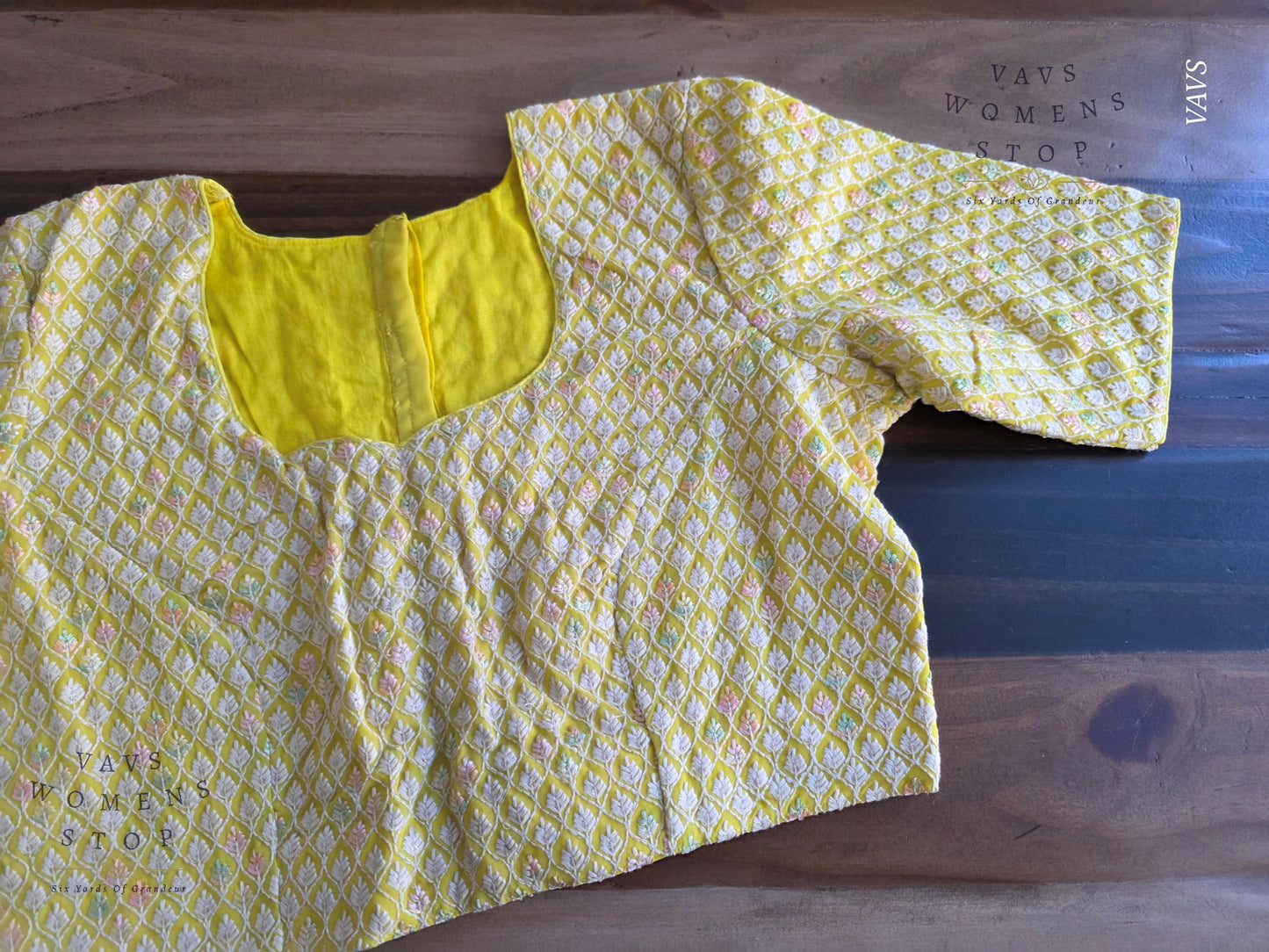 Lemon Shade Georgette Stitched Blouse