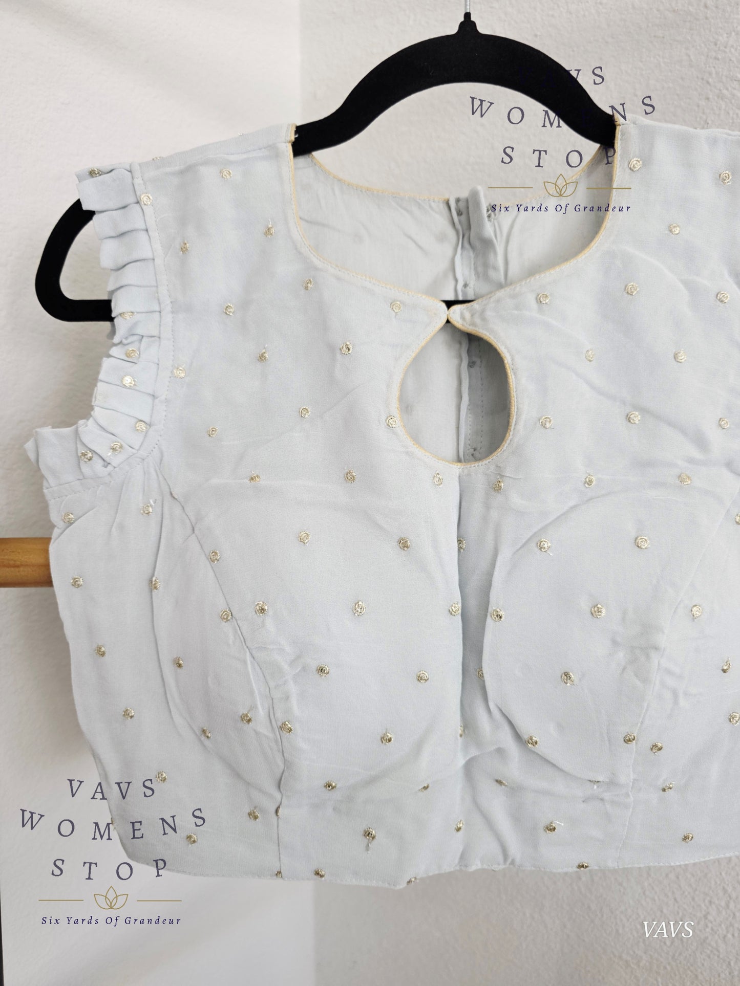 Light Gray Chinon Chiffon Sleeveless Stitched Blouse