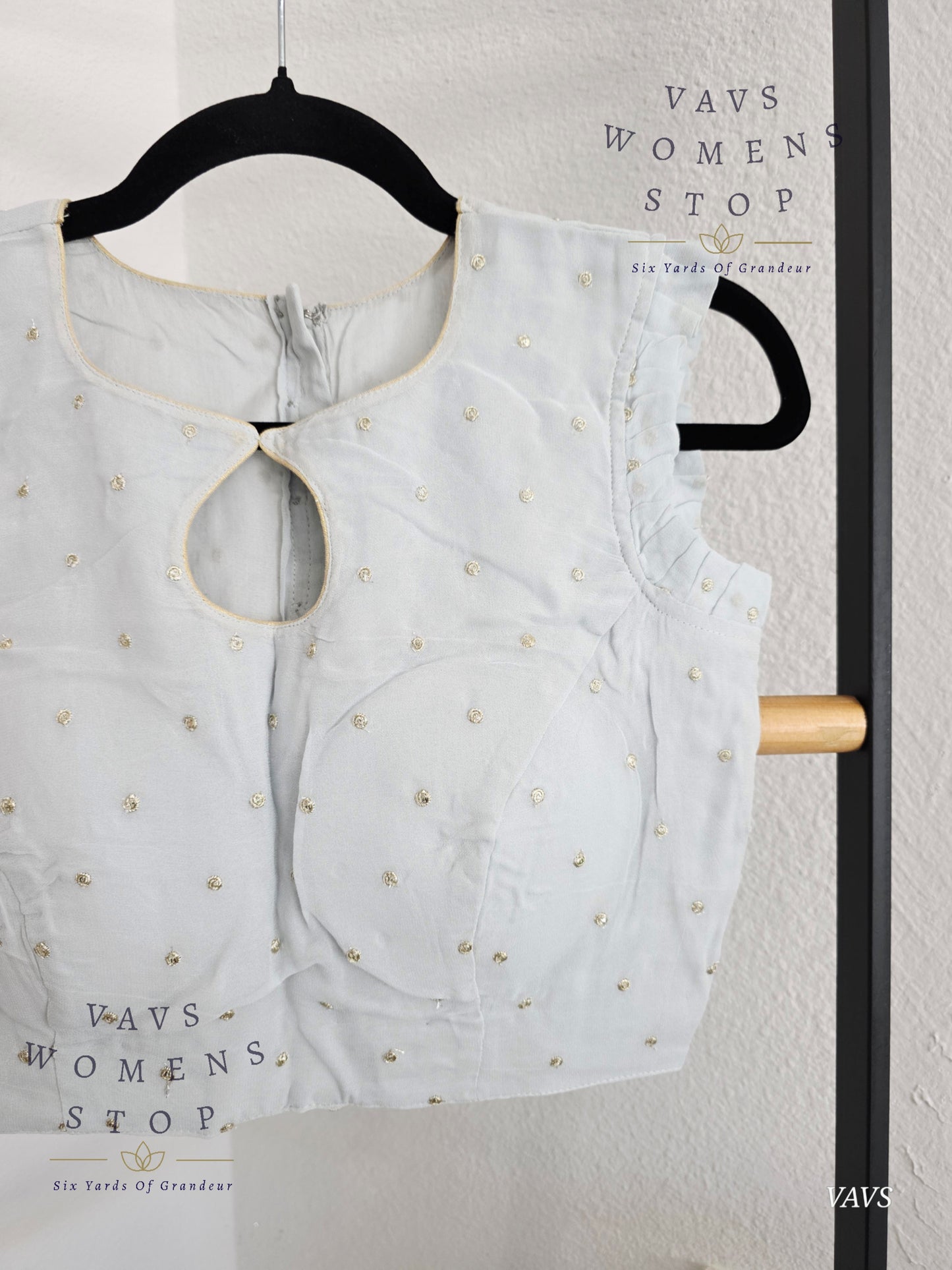 Light Gray Chinon Chiffon Sleeveless Stitched Blouse