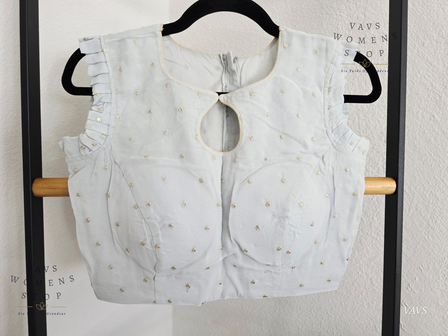 Light Gray Chinon Chiffon Sleeveless Stitched Blouse