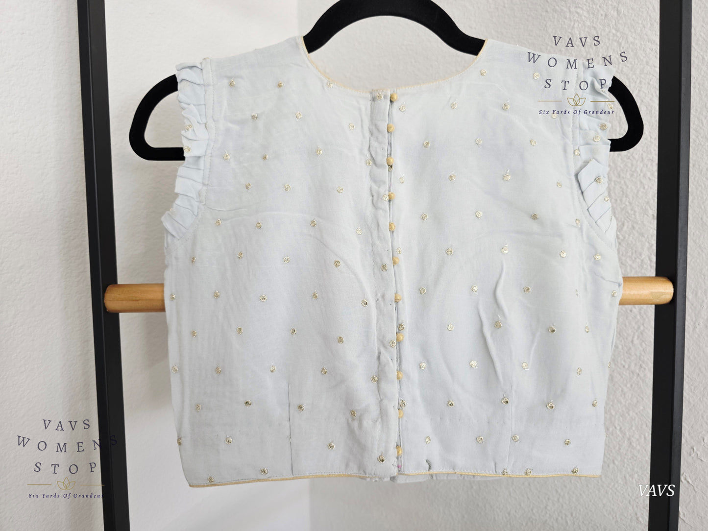 Light Gray Chinon Chiffon Sleeveless Stitched Blouse