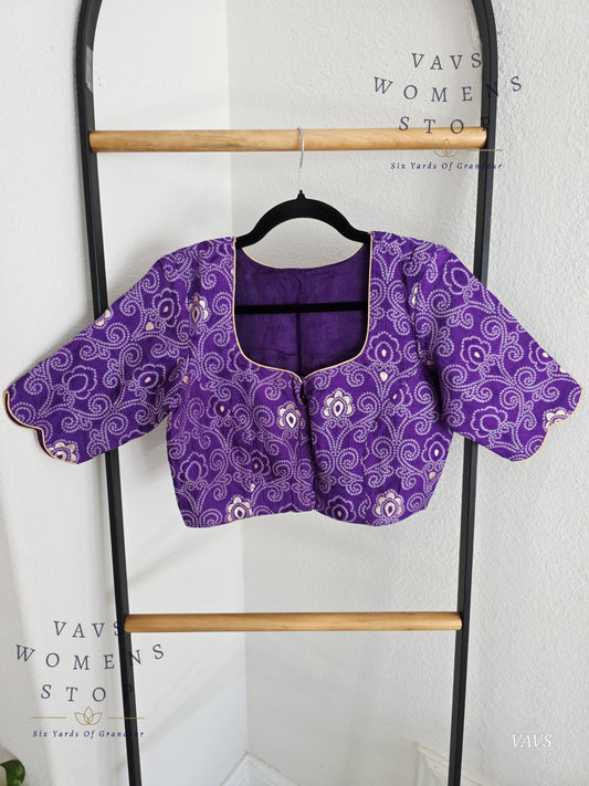Purple Bandhini Stitched Blouse