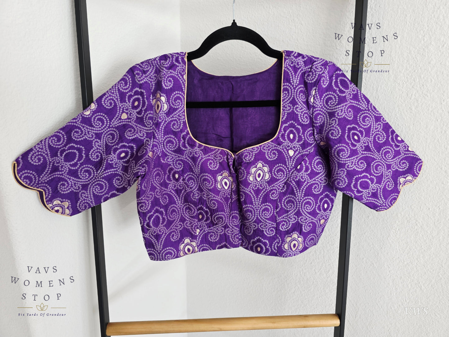 Purple Bandhini Stitched Blouse