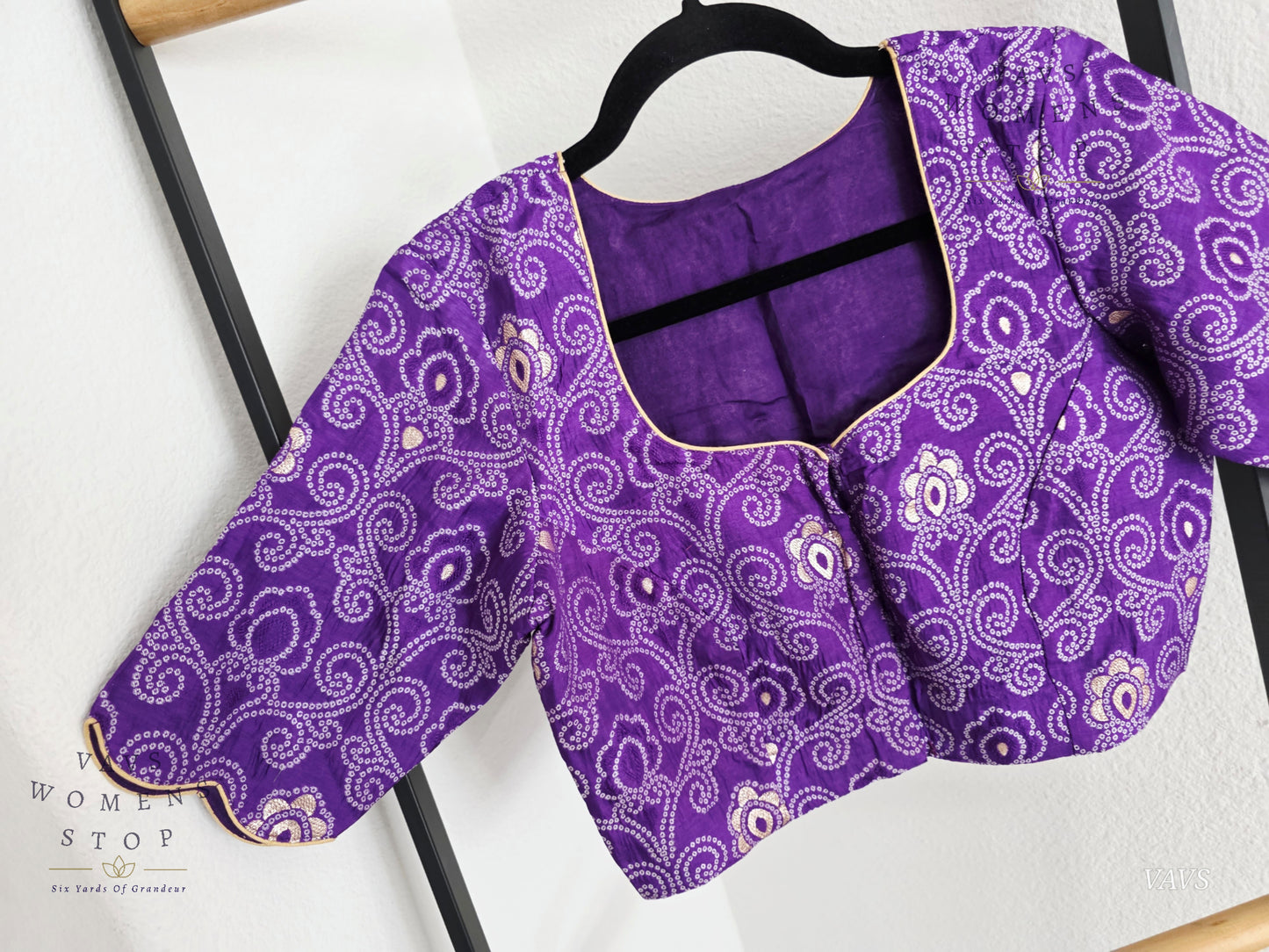 Purple Bandhini Stitched Blouse