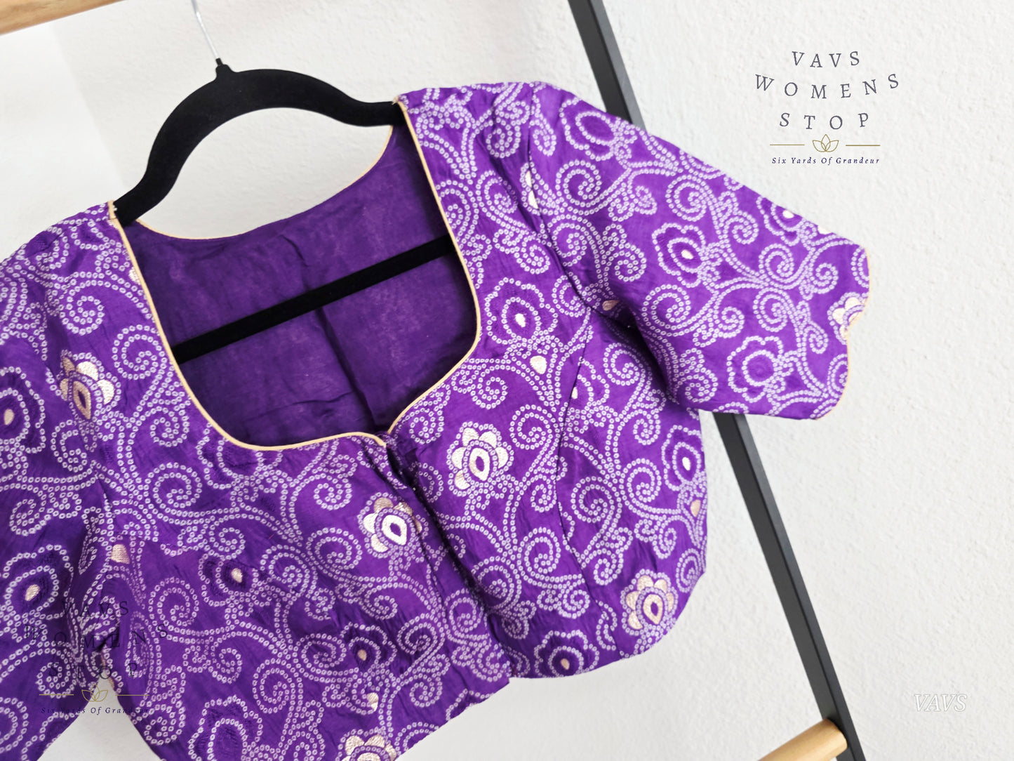 Purple Bandhini Stitched Blouse