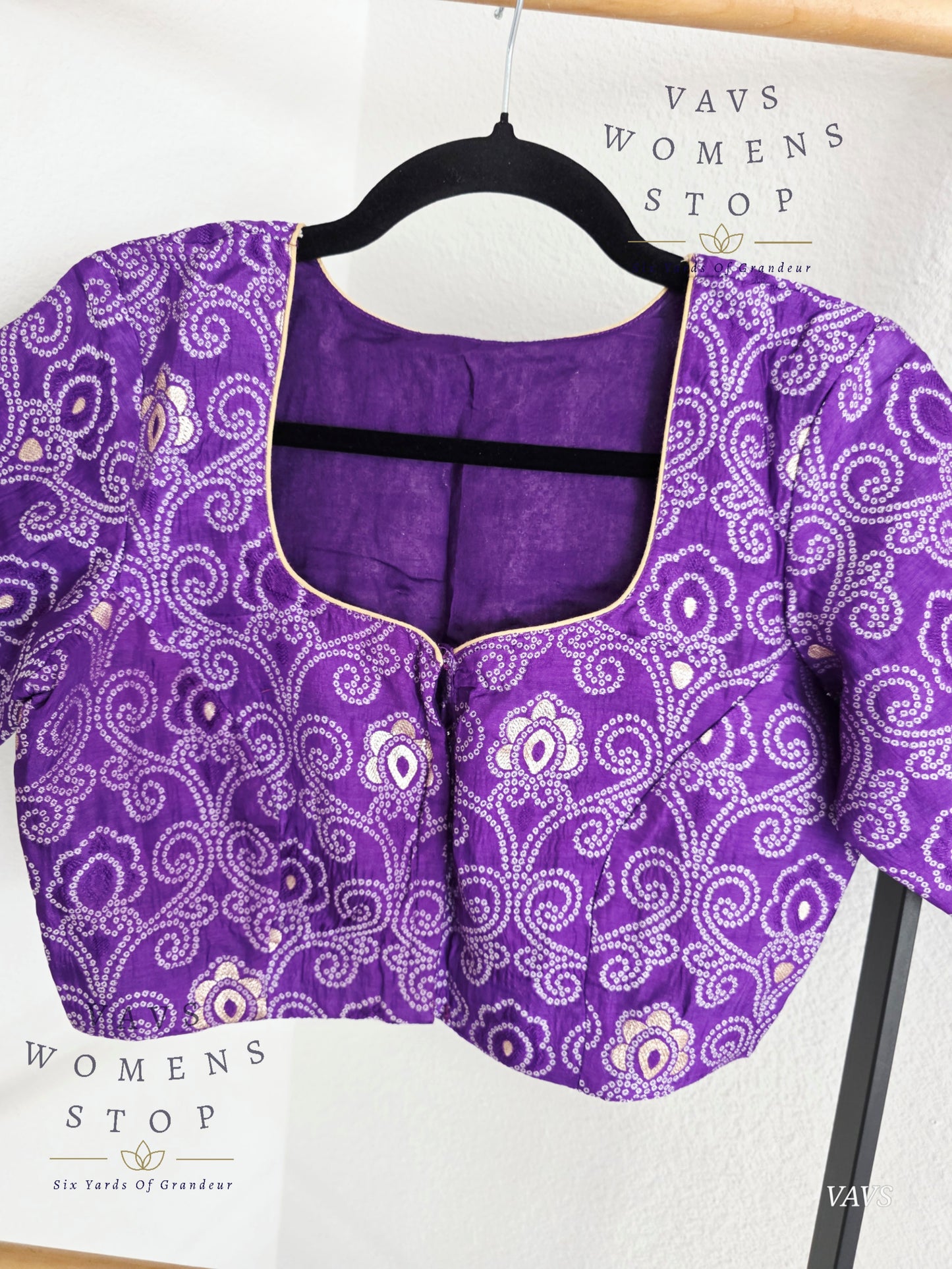 Purple Bandhini Stitched Blouse