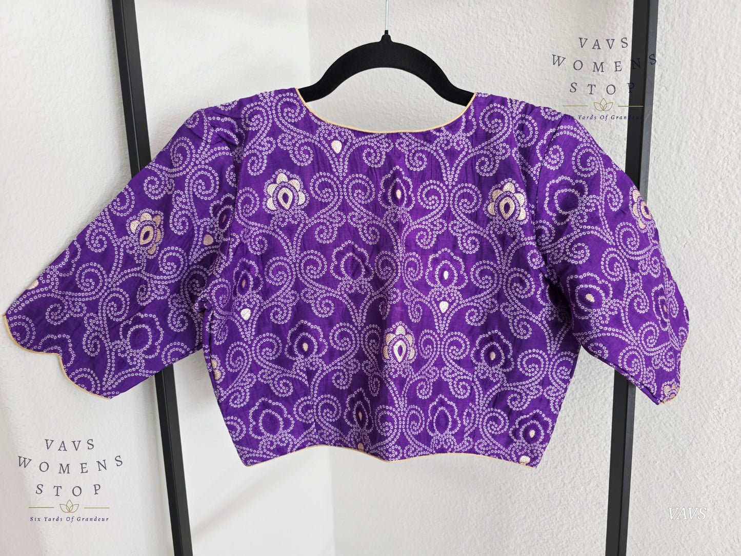 Purple Bandhini Stitched Blouse