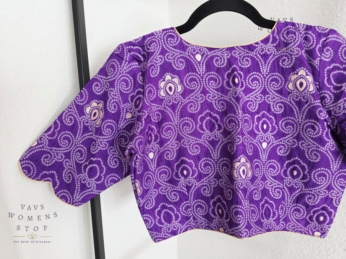 Purple Bandhini Stitched Blouse