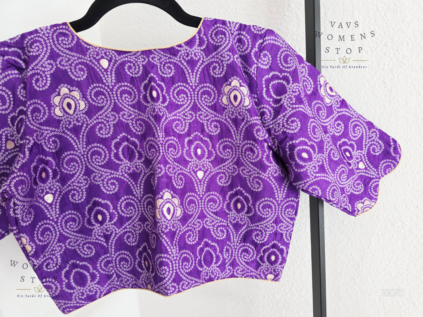 Purple Bandhini Stitched Blouse