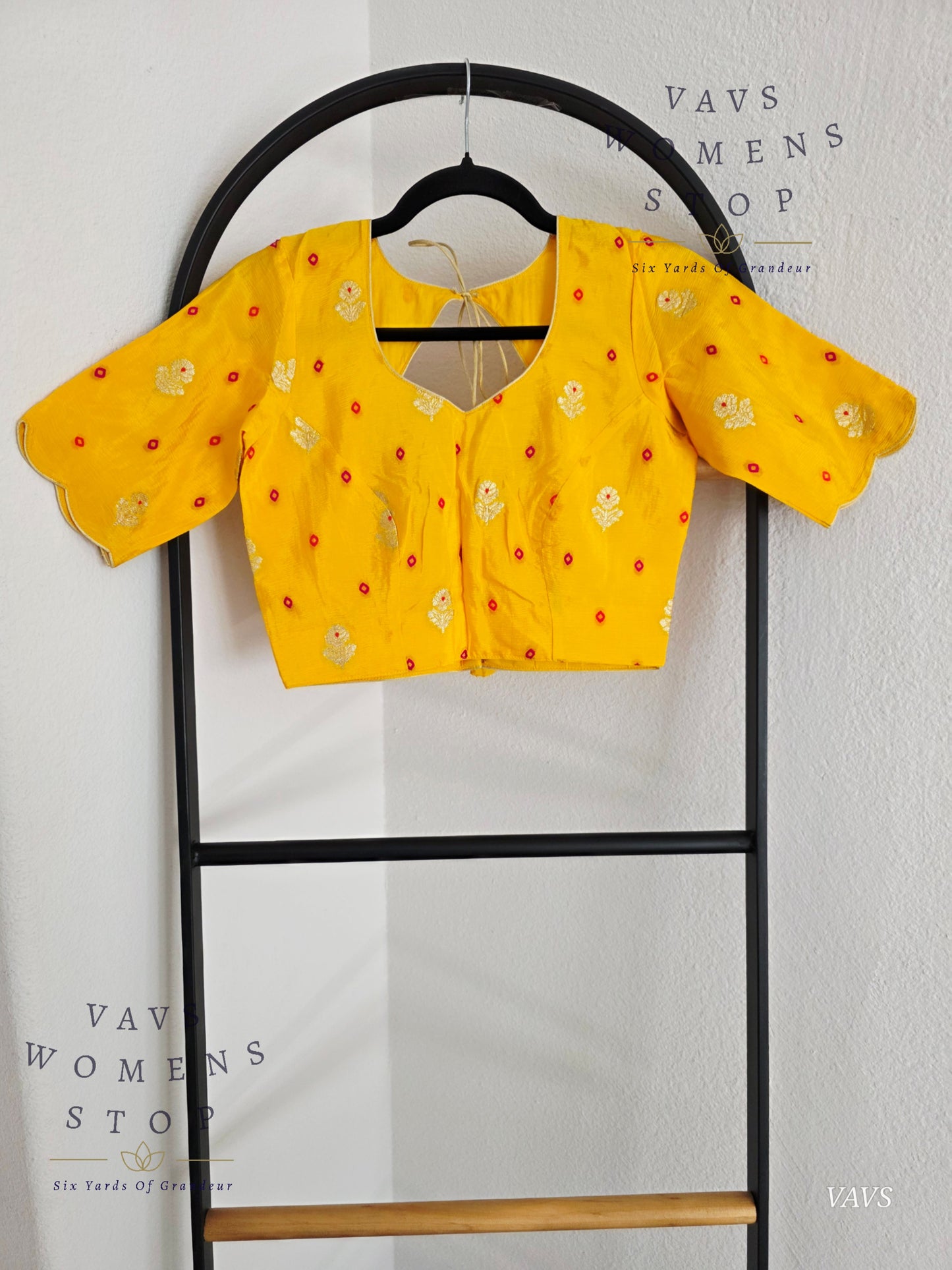 Yellow Munga Crepe Silk Stitched Blouse