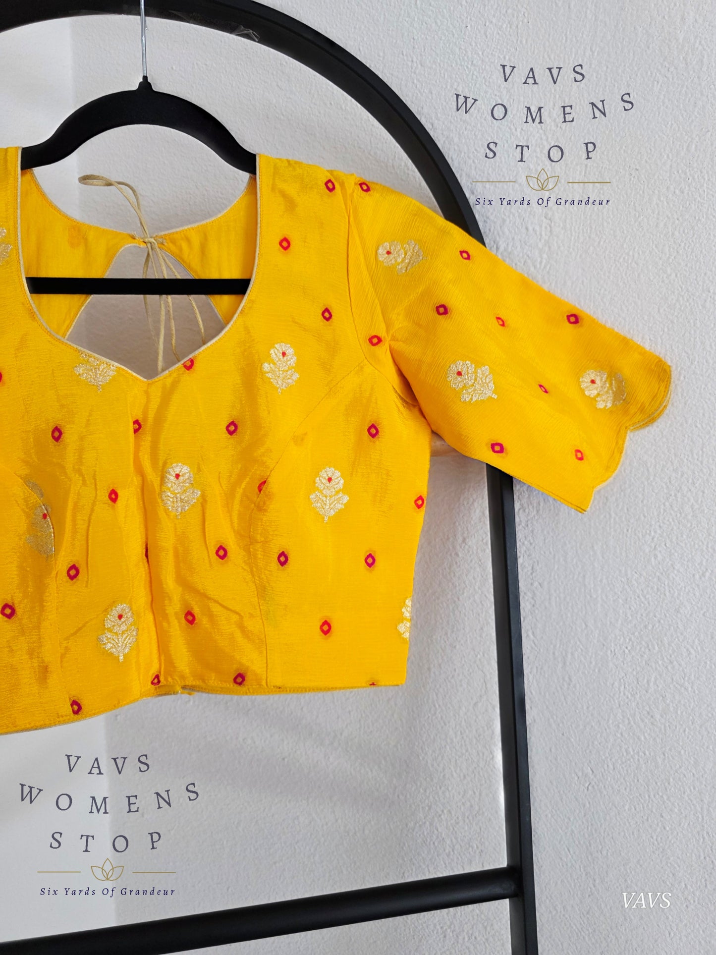 Yellow Munga Crepe Silk Stitched Blouse