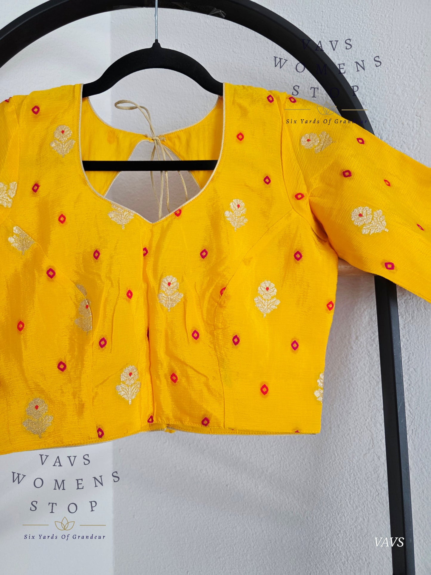 Yellow Munga Crepe Silk Stitched Blouse