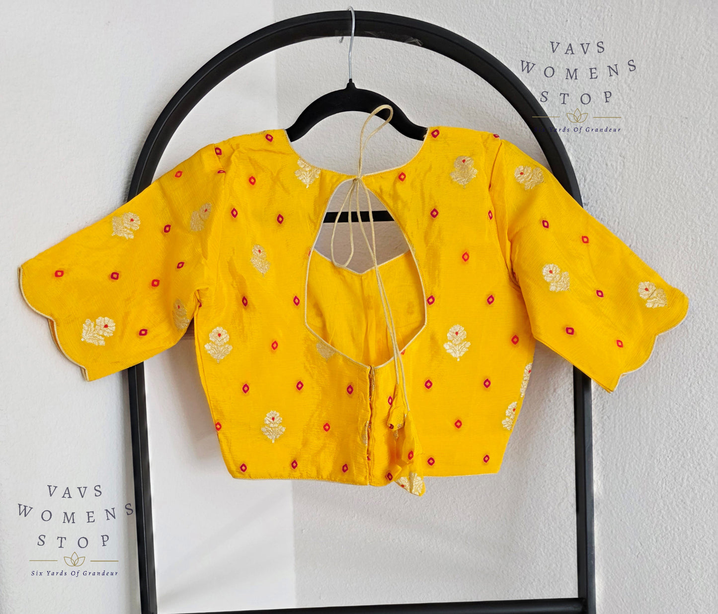 Yellow Munga Crepe Silk Stitched Blouse