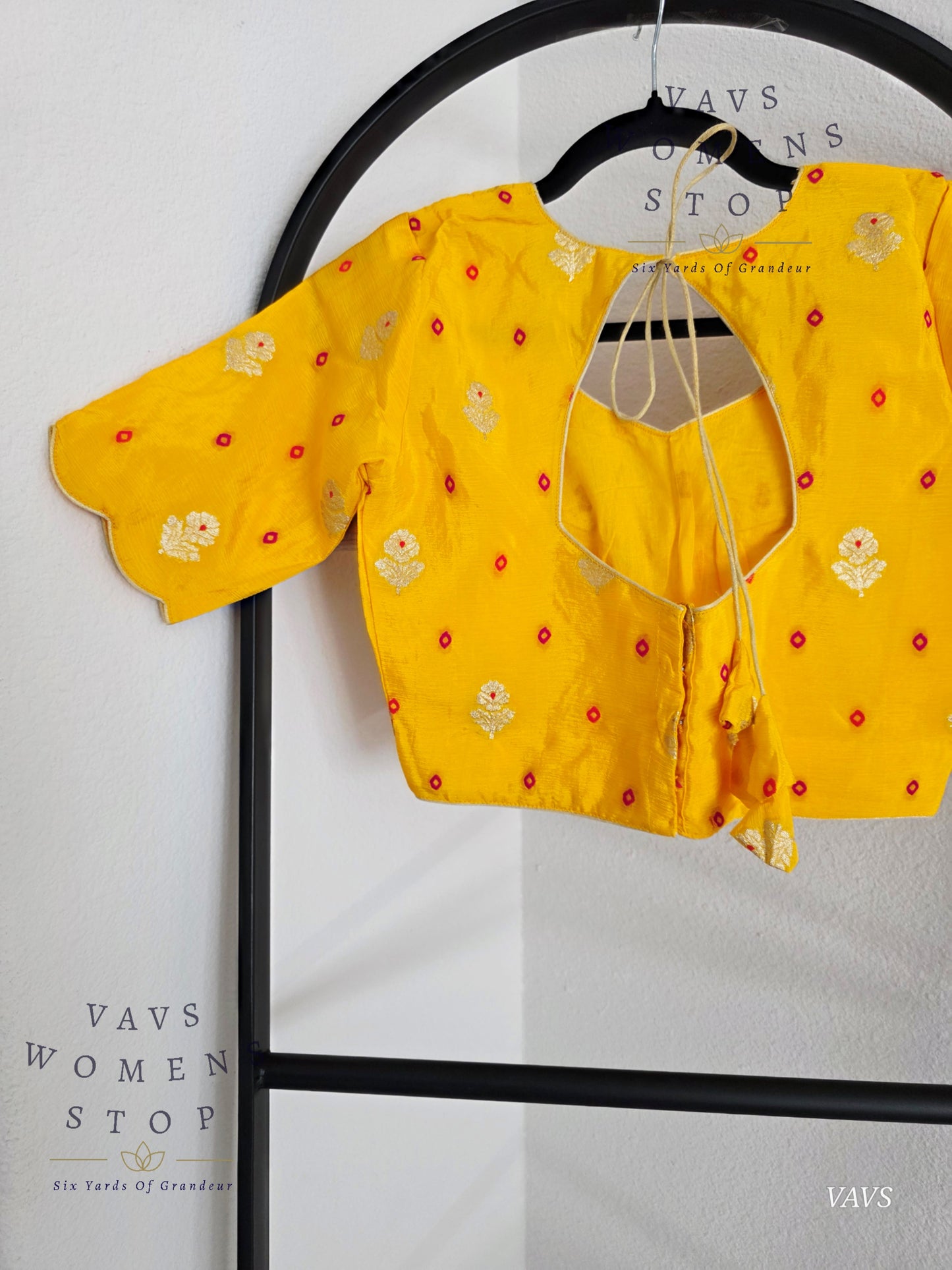 Yellow Munga Crepe Silk Stitched Blouse