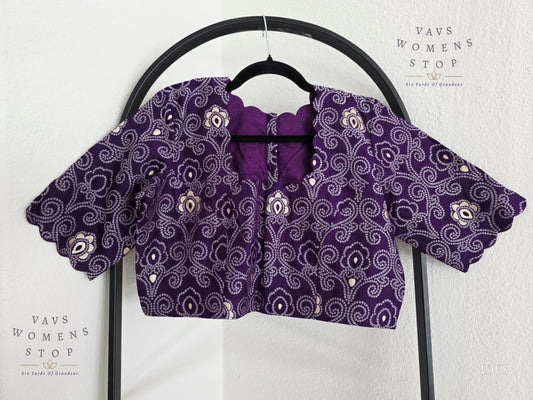 Purple Bandhini Stitched Blouse