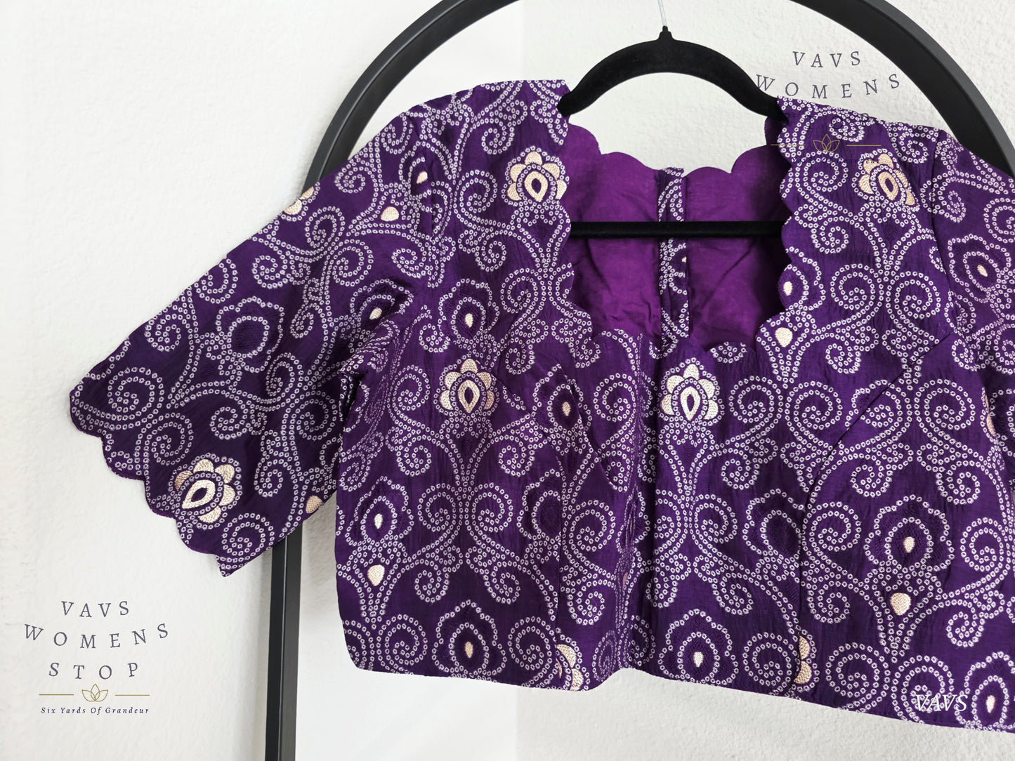 Purple Bandhini Stitched Blouse