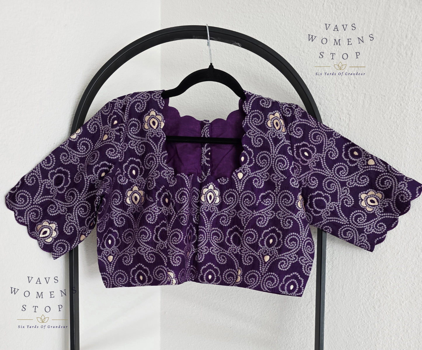 Purple Bandhini Stitched Blouse
